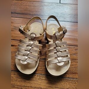 Mini Boden Gold Leather Gladiator Sandals, Toddler Size 28/ US Size 11